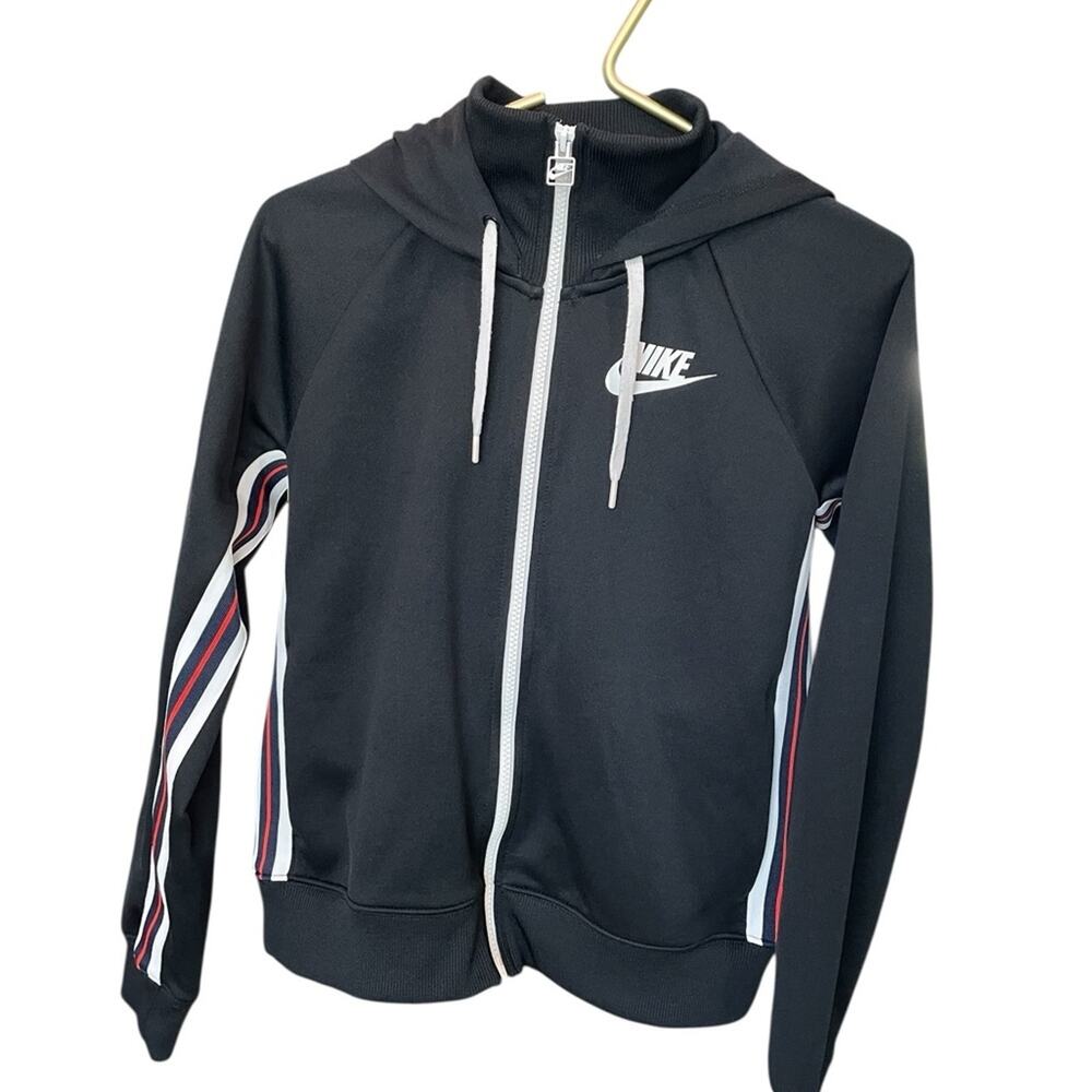 Nike Zip Hoodie Black/Red Trim Women’s Sz S Athleisure Streetwear Layer EUC